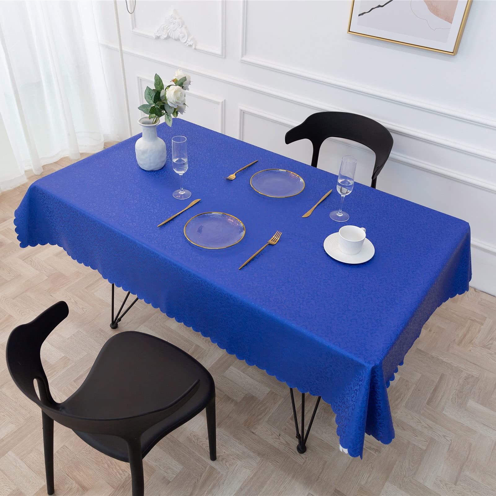 Tovaglia Rettangolare Pulire PVC Impermeabile A Prova di Olio Senza Grinze Pesante Durevole Tovaglie, Copritavolo del Tavolo per Cucina Partito Picnic. (Blu,140x220cm)