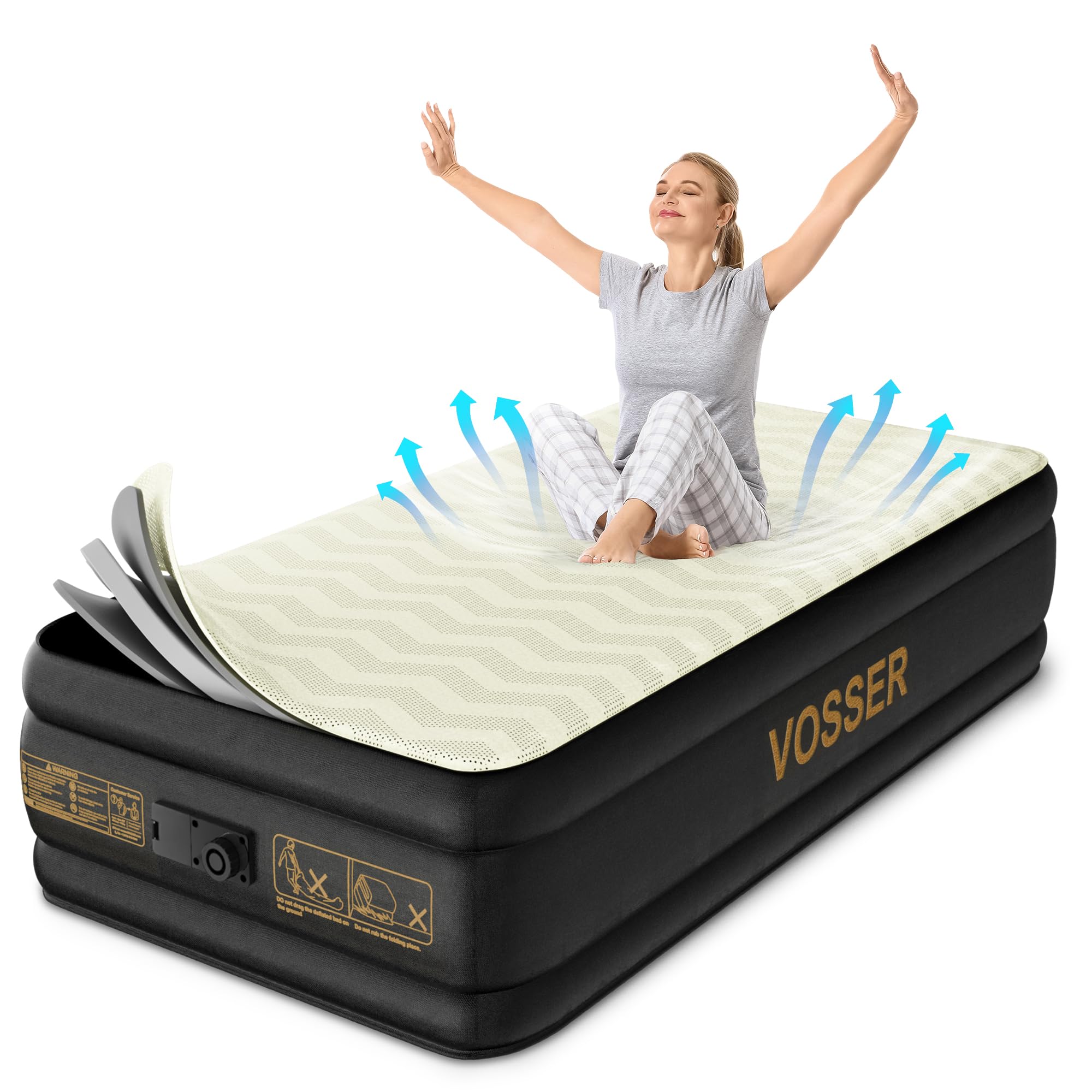 Amazon.com: Twin Air Mattress with Built-in Pump,18'' Foam