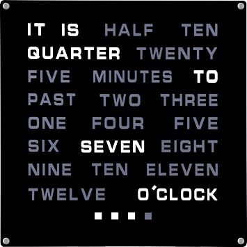 Tech Tools LED Word Clock - Displays Time as Text - Powered by AC Adapter 12" x 12"