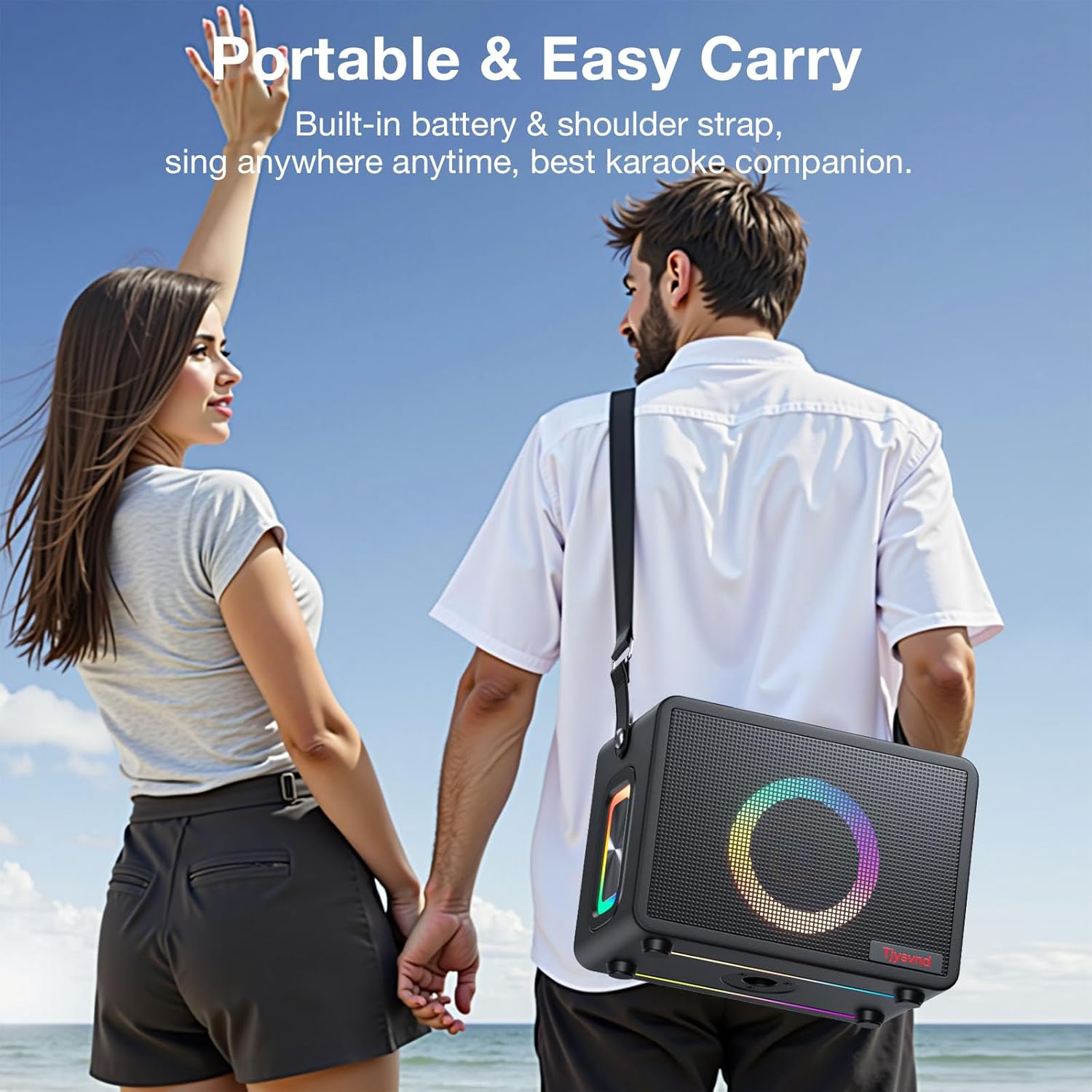 Smart Karaoke Machine with Lyrics Display, 12.1 Inch IPS Touch Screen, Two Wireless Microphones, Portable Bluetooth Speaker PA System for Home Outdoor Party (Large) - Image 6