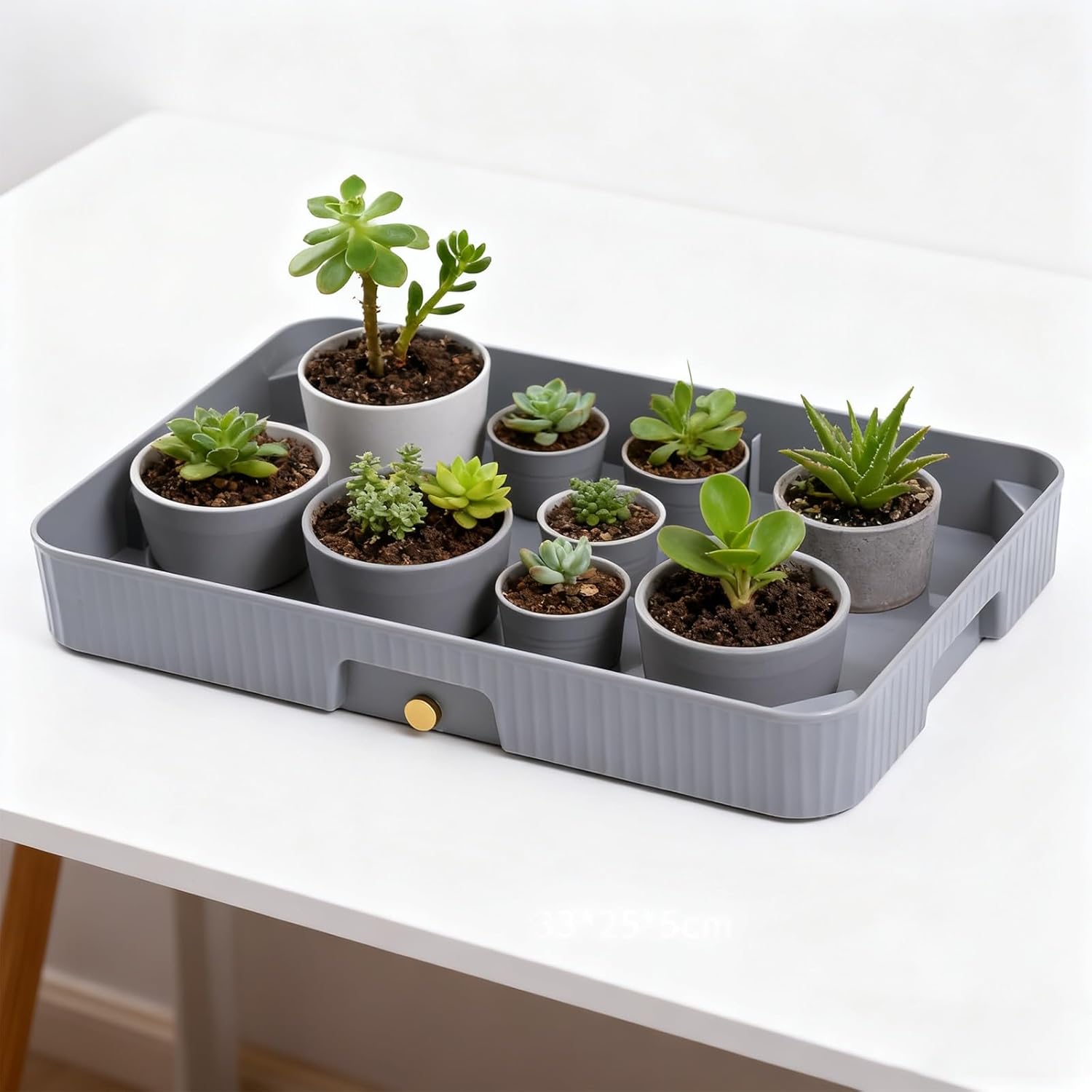 14in Anti-Slip Drip Pan, Drain Pan with 27in Hose, Easy to Carry, Plastic Plant Trays for Pots, Protect Floors, Suitable for Kitchen, Tea Table(Gray)