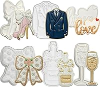 Vista 31 de Flycalf Cortadores de galletas de boda con mango de émbolo para dama de honor, despedida de soltera, vacaciones, ácido poliláctico para hornear