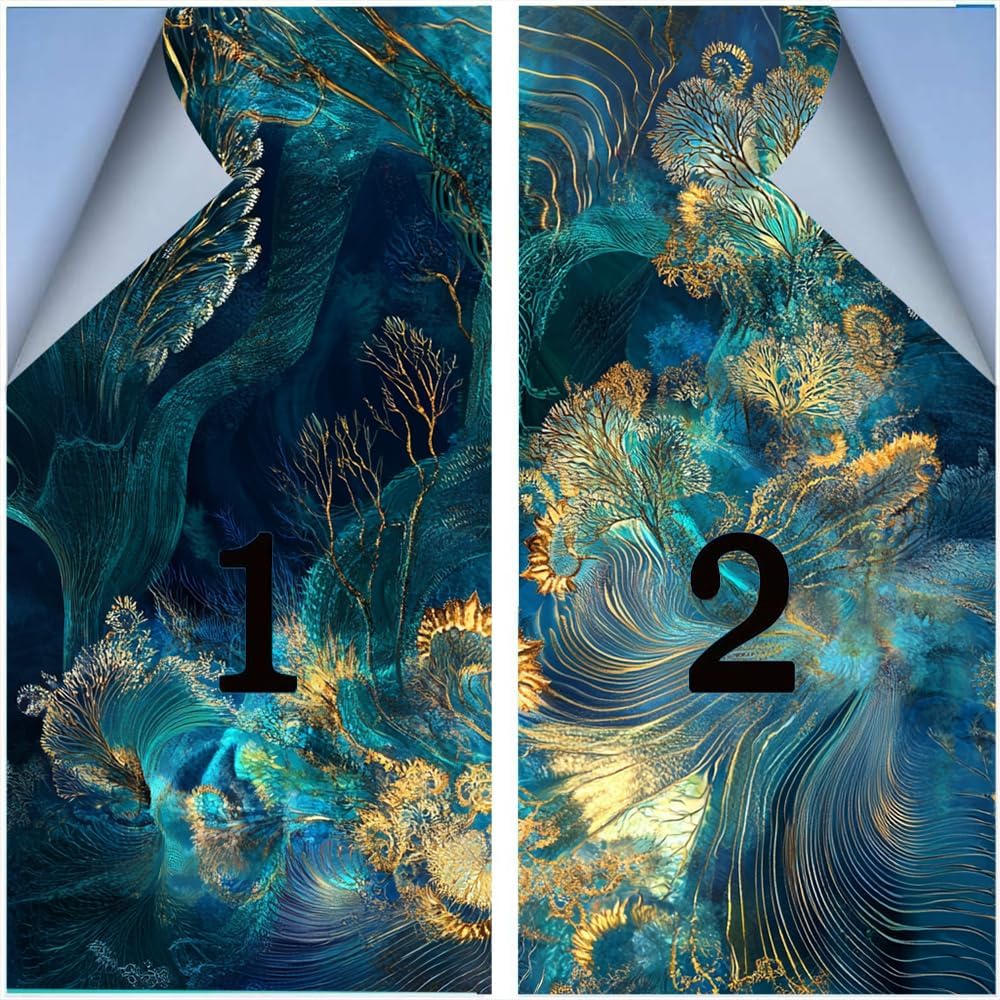 Colorful Corals Window Privacy Film Beautiful Sea Plants Ocean Scene Stained Glass Window Film Decorative Window Sticker for Home Window&Glass Door, Sun Blocking 27.6Wx47.2L inch x 2pcs