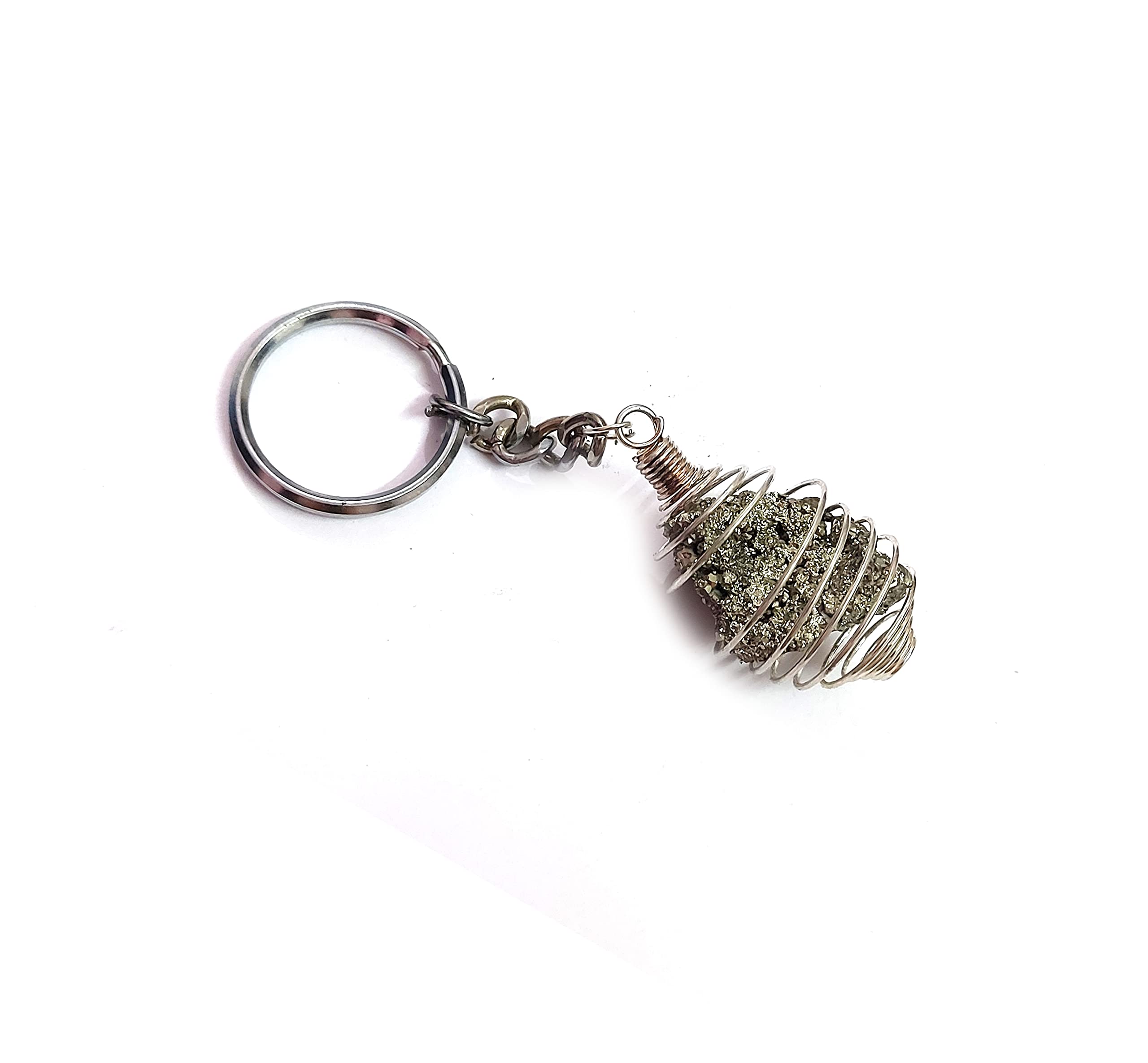 astroghar Natural Golden Pyrite Wealth Finance Crystal Raw Rough Chunk Key Chain Key Ring For Chakra And Reiki Healing-picture-25