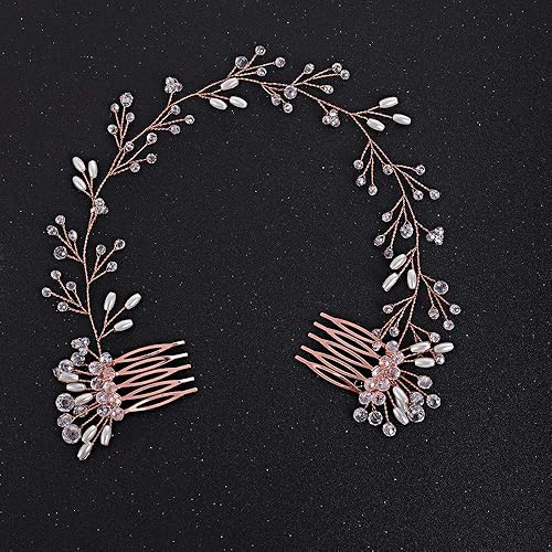 Miniatura 7 de fxmimior Accesorios para el cabello de la novia conjuntos de aretes de vid de cristal diadema de boda peine de pelo de fiesta de noche aretes y