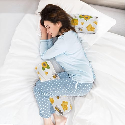 Miniatura 6 de Honeycombs Sweet Round Cervical Roll Bolster Pillow Decorativo Cuello Roll Funda de Almohada Pequeña Almohada Redonda Cojín para Rodilla