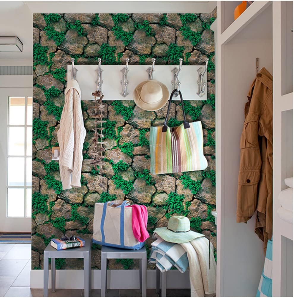 Peel Stick Wallpaper Self Adhesive Vinyl Rock Stone Contact Paper for Kitchen Backsplash Bathroom Walls 17.7x117 Inches