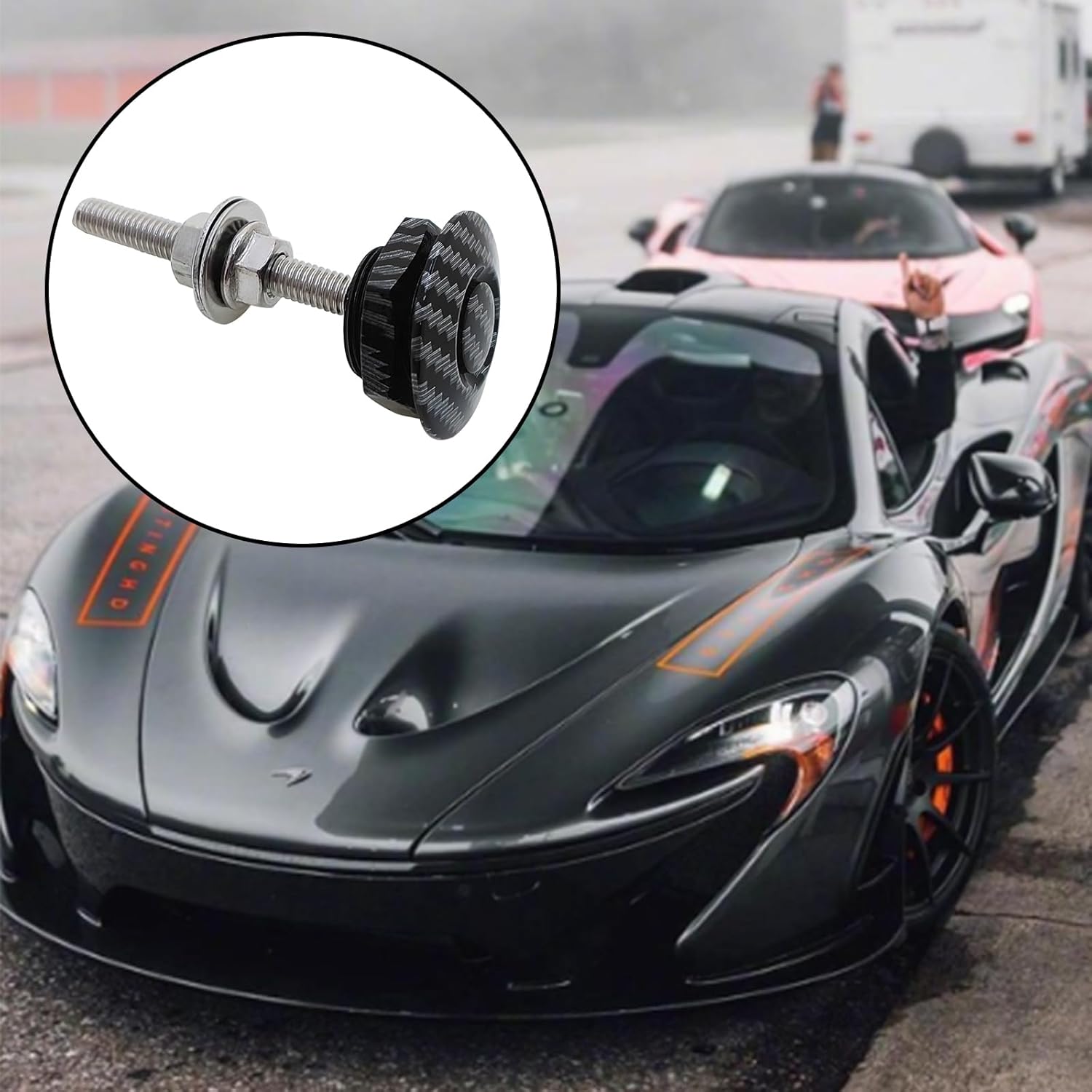4Pcs Quick Latch Hood Pins, Universal Aluminum Quick Release Lock Latch Bumper, License Plate Lock Clip for Bumper Hood or DIY 1.25 inch(Carbon)