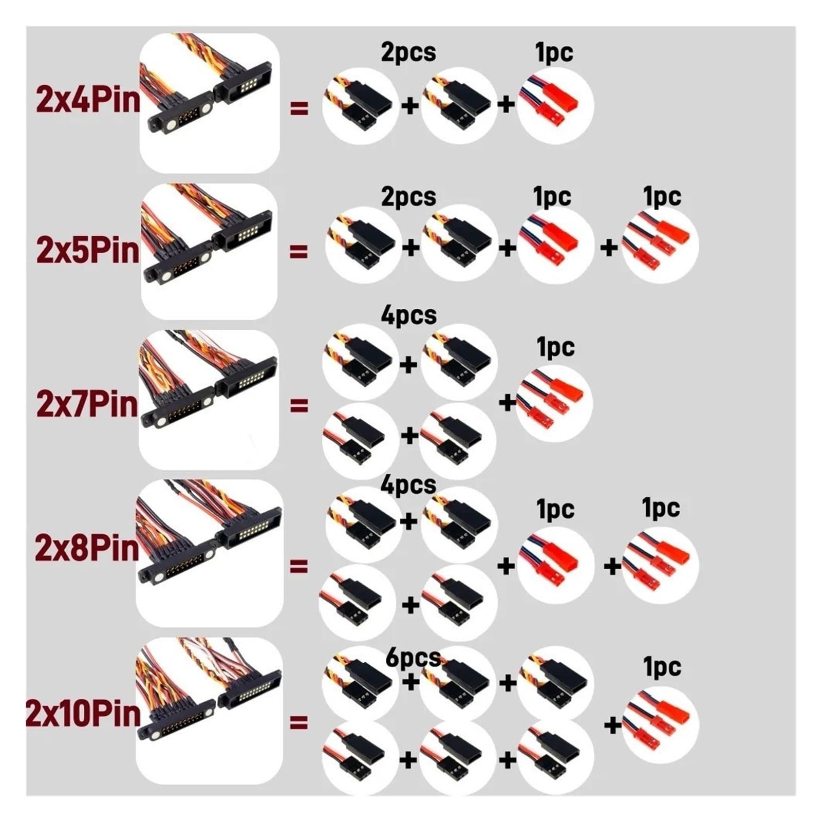 ChuFort Magnetyczne złącze Pogo Pin Przedłużacz JR 1 do 2Y(2x5P JRx2 JSTx1 Yx1,5Pairs)