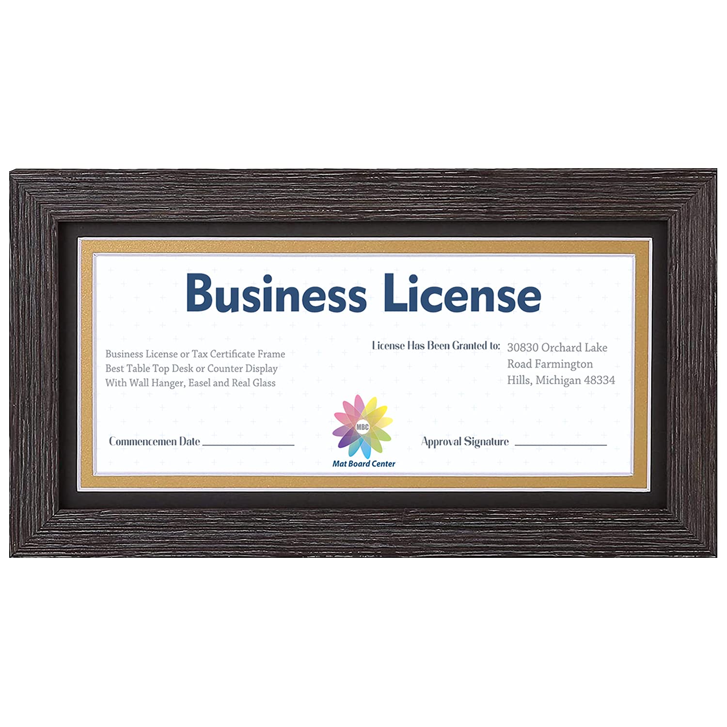 MBC MAT BOARD CENTER5x10 Professional Business Picture Frame for 4x9 Lincese, Hanging and Easel Stand, Tempered Glass (Dark Brown Color)