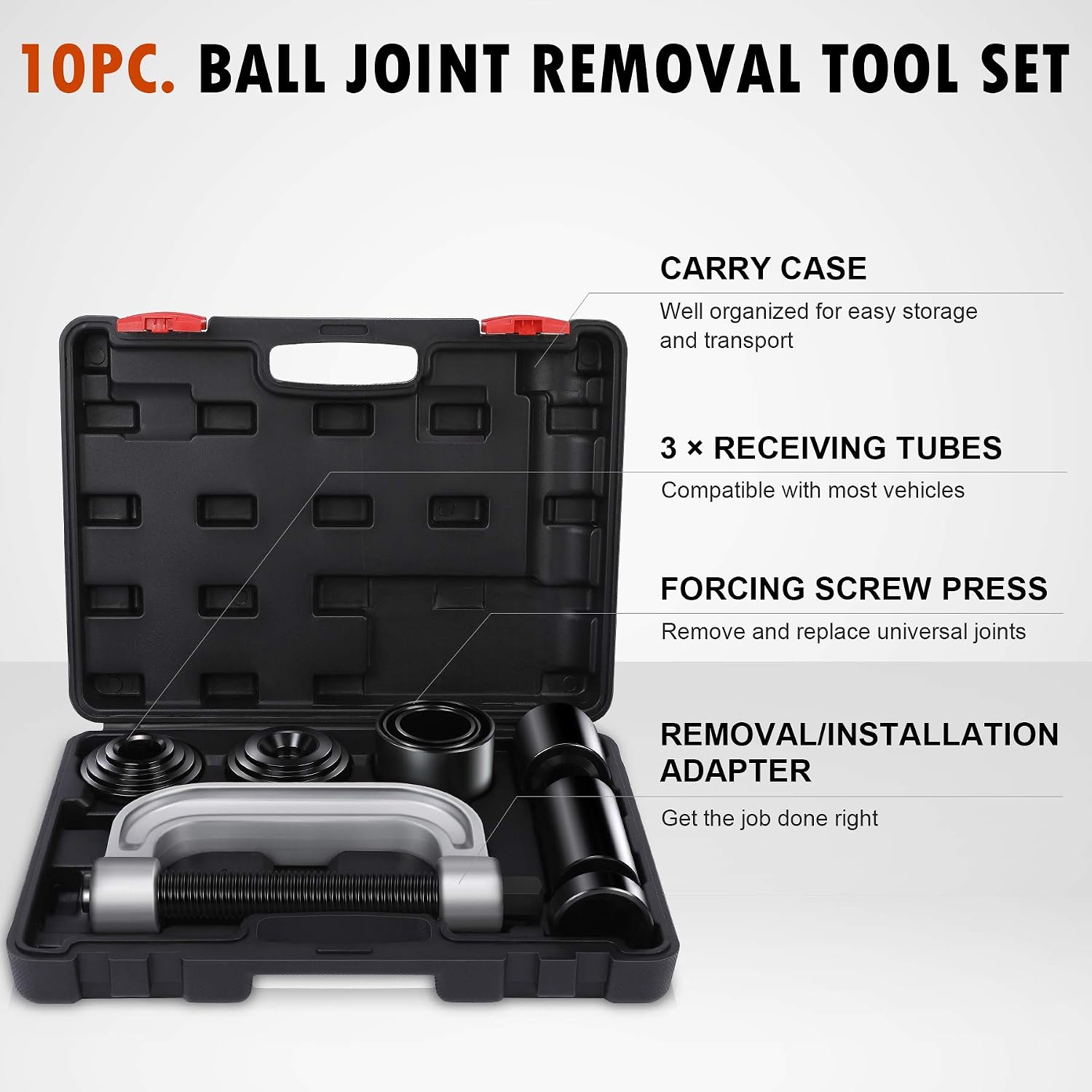Orion Motor Tech Heavy Duty Ball Joint Press & U Joint Removal Tool Kit with 4wd Adapters, for Most 2WD and 4WD Cars and Light Trucks (BK)