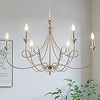 Vista 9 de Candelabro Moderno de 6 Luces 36.6" Candelabros de Vela de Latón Lámpara Colgante de Metal Dorado para Comedor, Sala de Estar, Isla de Cocina