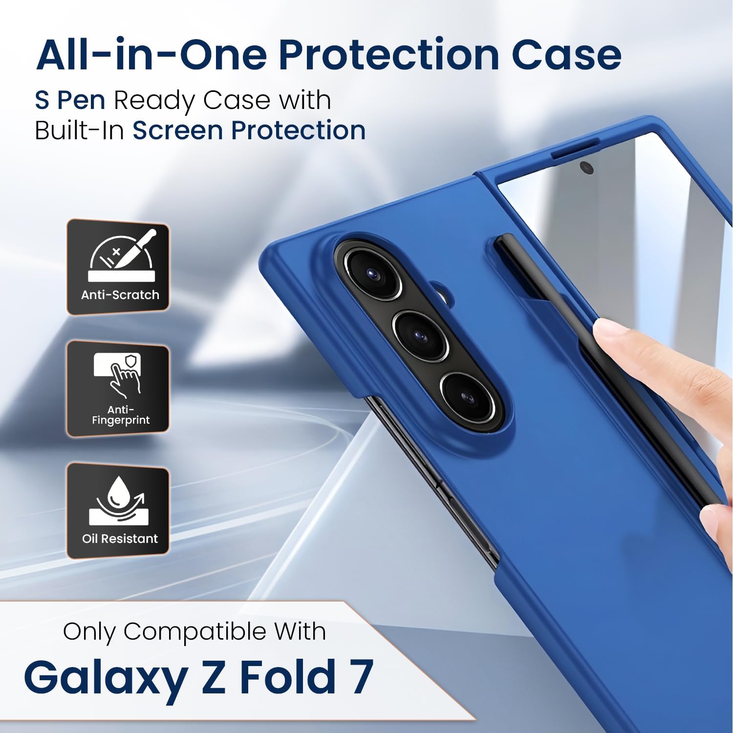 RKINC for Samsung Galaxy Z Fold 7 Case with Screen Protector, [with S Pen Holder & Stylus] Slim Phone Case for Z Fold7, Green