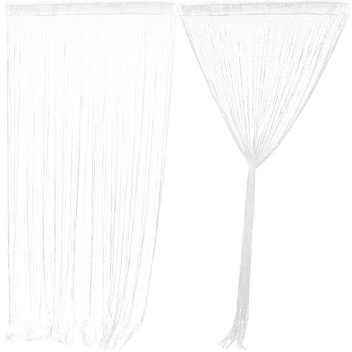 2pcs String Door Curtains White Polyester Room Divider for Windows