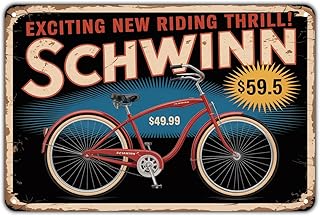 Bicycle tin sign Vintage Schwinn Bike Metal Sign Print Aesthetic for Garden Yard Bar Porch Home Bedroom Kitchen Wall Decor Decor Gift 8 x 12 inch