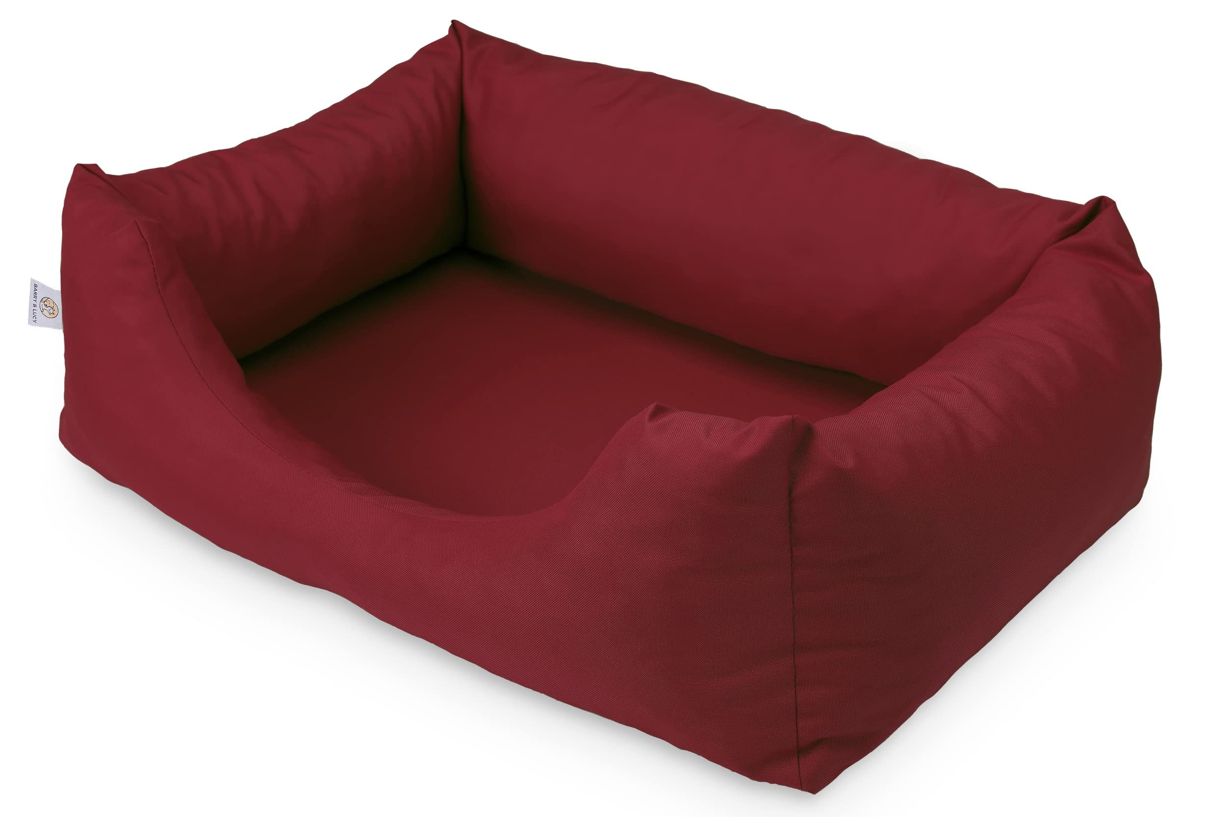 BARRY & LUCY® Hundebett mit abnehmbarem Bezug – Weiches Haustierbett in Zwei Varianten: Plusch Pet Friendly & Basic – Waschbar bequem & stilvoll (M, Dunkelrot)