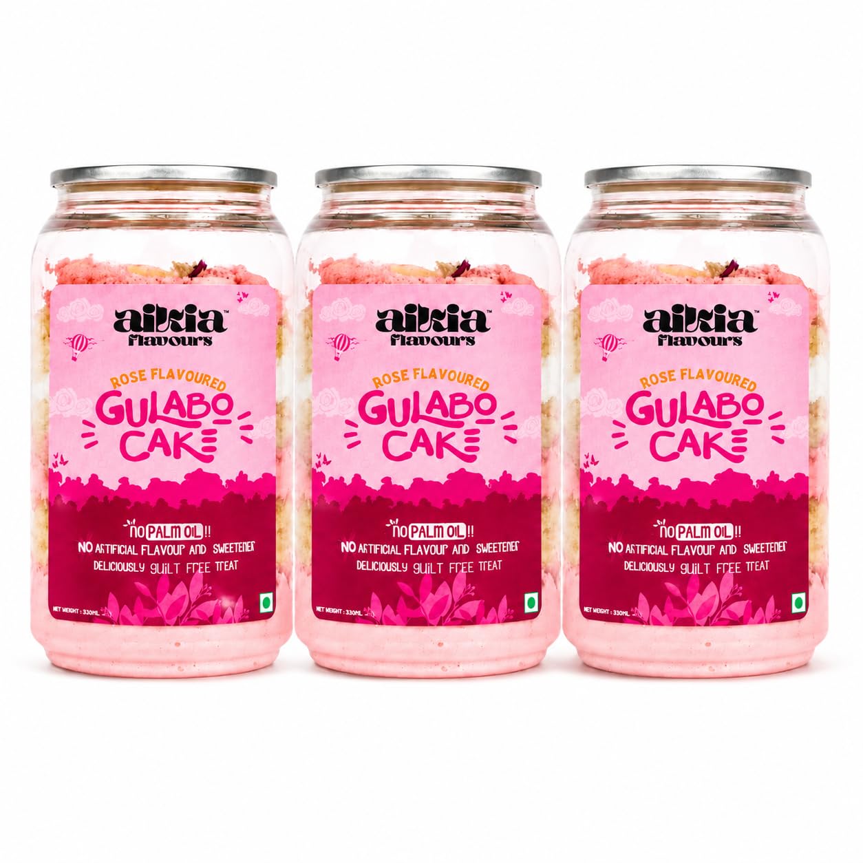 Aikia Flavours Rose Gulabo Cake | 3 x 330ML Can | Premium Rose Gulabo Cake in a Can – Rich Decadent Flavor | Palm Oil & Trans Fat-Free | No Artificial Sweeteners | Ready-to-Eat | Long Shelf Life | Diet-Friendly Dessert-image-27
