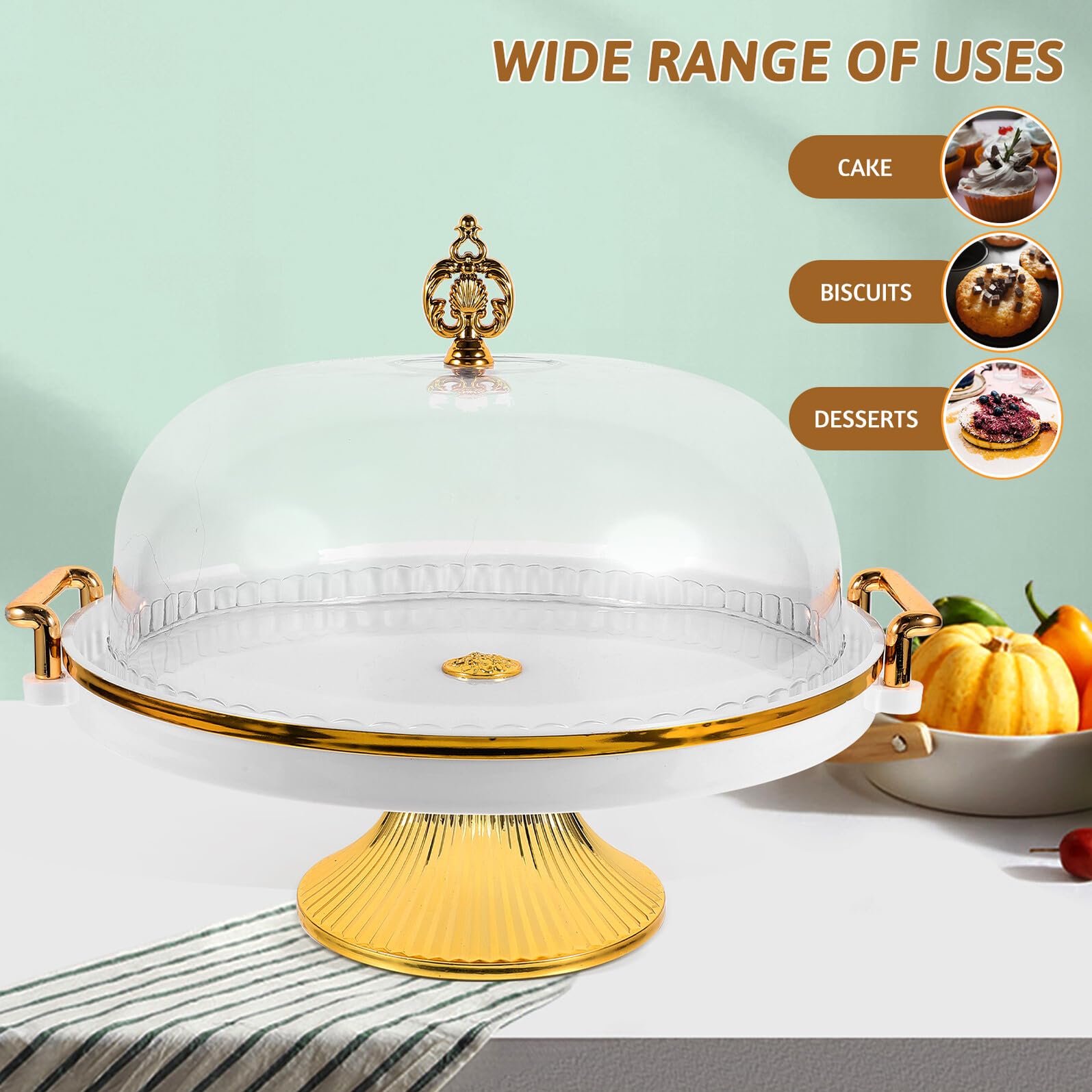 Veemoon Alzata per Torta con Coperchio Set in Ps e Abs, Superficie Liscia Multifunzionale per Dolci e Snack, per Decorazione Casa