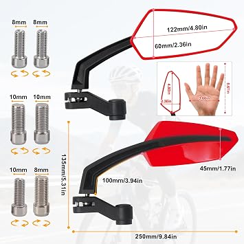 Bike Mirror, 360 Adjustable E-Bike/Bicycle Mirrors Handlebar Mount Mirrors