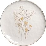 Sango 12-Piece Ensemble de vaisselle en grès de luxe pour 4- Assiette blanche brillante avec motifs de fleurs sauvages et bordures d'or, serti de vaisselle en céramique, assiette élégante pour le repas quotidien, Gansevoort