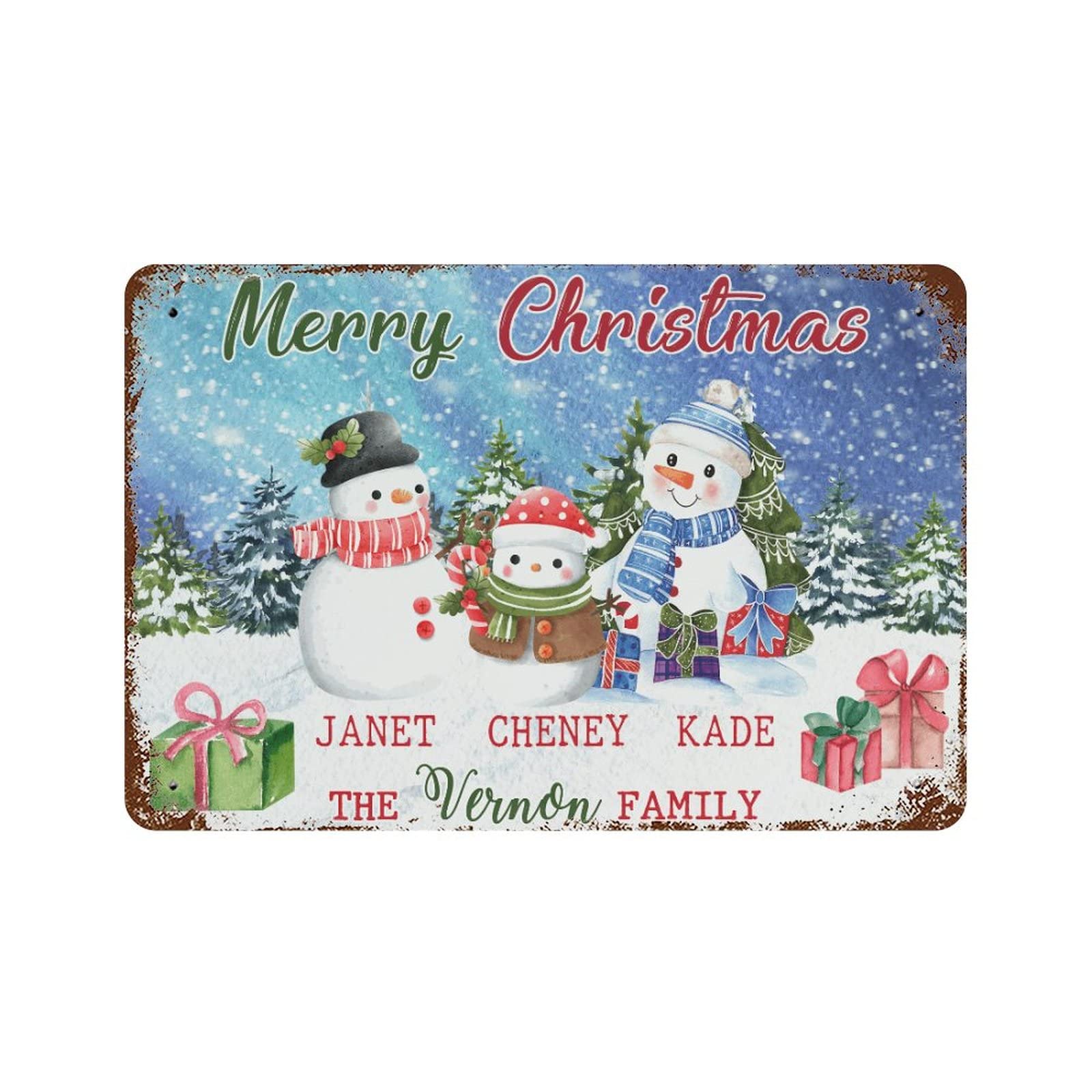 Plaque en métal personnalisée de Noël pour déco extérieure de ferme 30x45cm