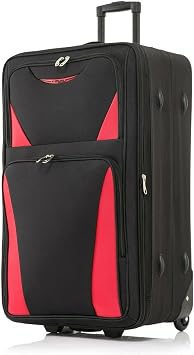 DK Luggage 26" Medium Lightweight Suitcases Expandable Trolley case with 2 Wheels DK16 Black/Red
