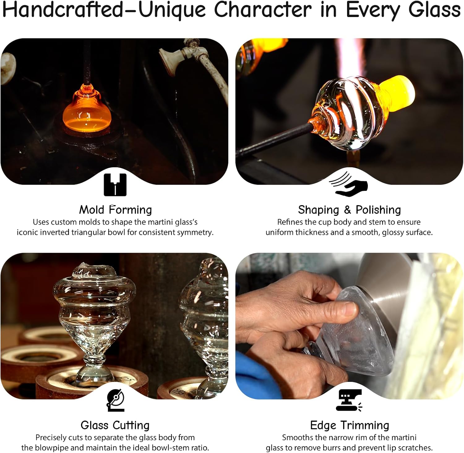 NUTRIUPS Hand-made Stemless Martini Glasses, Blue Heavy-duty Solid Glass Base Cocktail Glasses, 7oz Aroma-Locking Rim Glasses for Home Bar Party Gifts