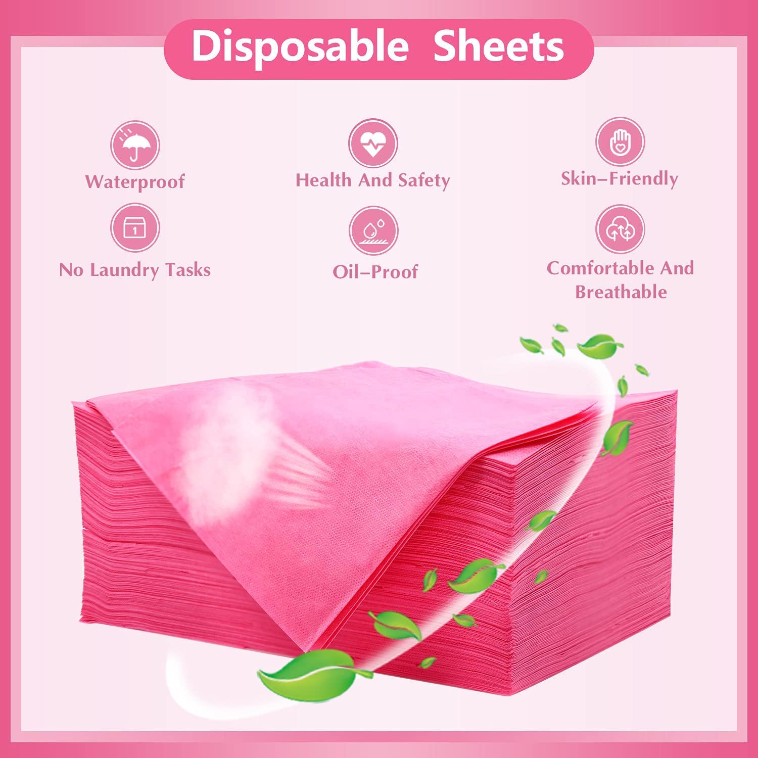 KUDIZE Disposable Non-Woven Bed Sheet (31 x 72 Inch) for Hospital, Hotel, Clinic, Spa, Travelling, Saloon, Saunas, Tattoo and Outing for Man, Woman, Elderly and Baby Care. (Pink, Pack Of-100) - Image 2 thumbnail
