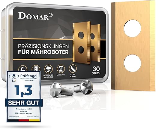 Domar – Langlebige Mähroboter Messer passend für Worx Landroid inkl. Schrauben I Verbesserte Mähroboter speziell für Rasenroboter , Landxcape, Einhell I 30 Ersatzmesser Klingen