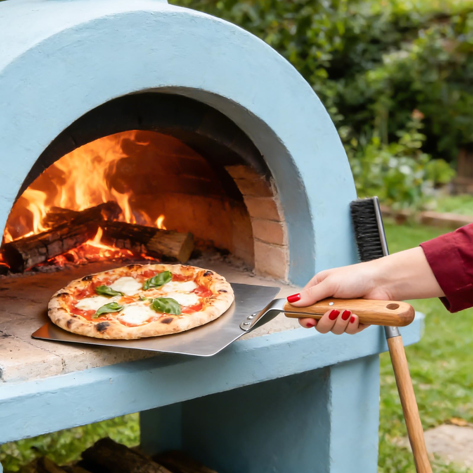 Pala per pizza, 30,5 cm, in alluminio, pala per pizza con fusto in legno, pala per pizza, pala quadrata, pala per pizze fatte in casa, forno, pane, accessori per pizza
