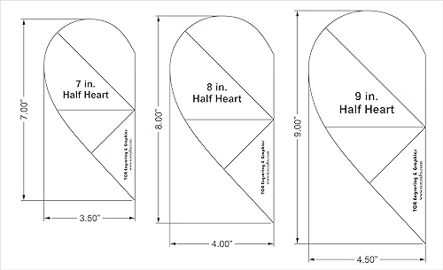 Miniatura 2 de Juego de plantillas de costura y acolchado de medio corazón de 3 piezas, acrílico transparente de 1/4 pulgadas
