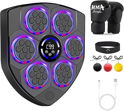 Music Boxing Machine for Children and Adults Intelligent Bluetooth Boxing Machine with Boxing Gloves Wall-Mounted Electronic Boxing Machine with Music for Home Gym Training Indoor