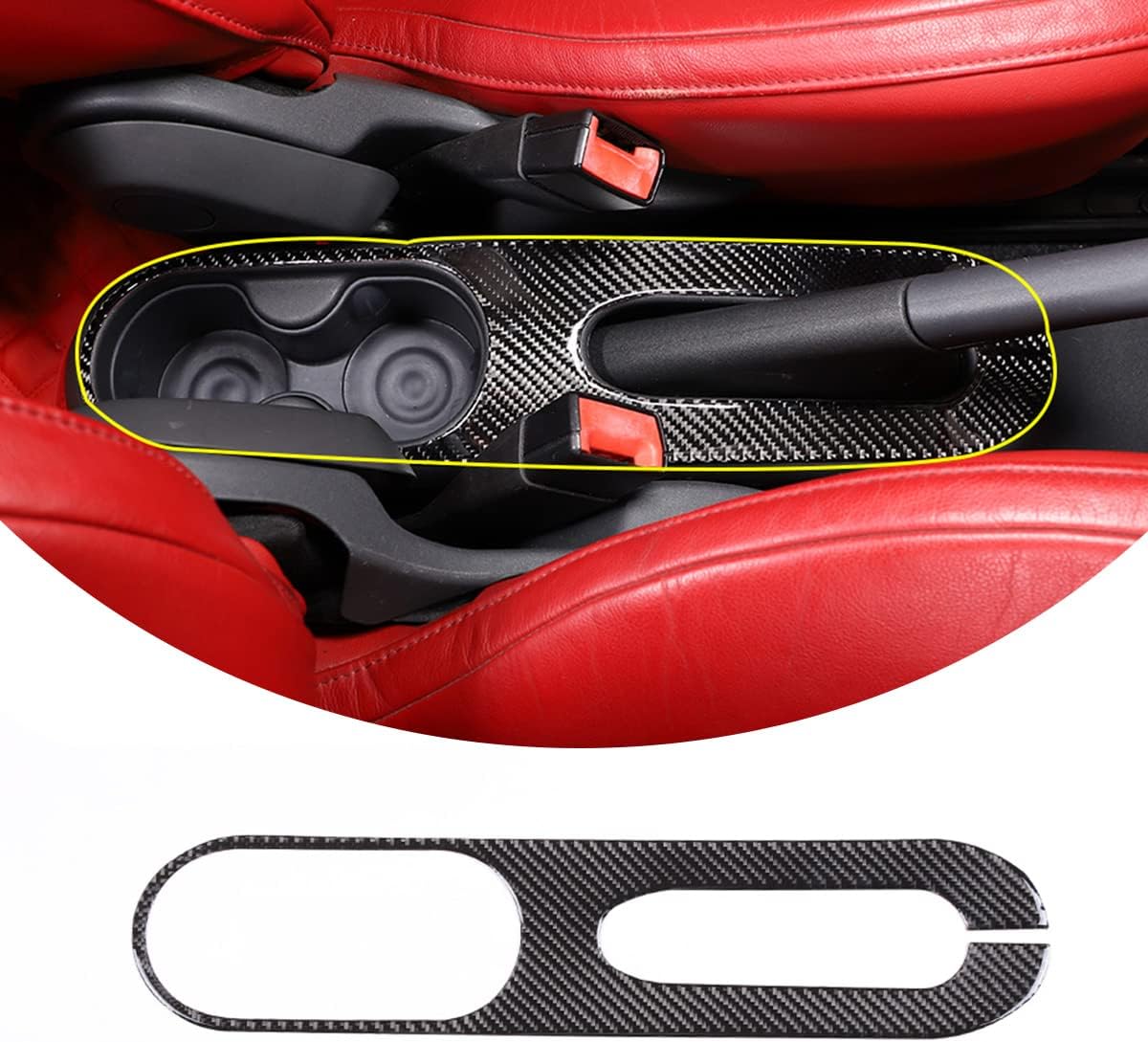 Soft Carbon Fiber Car Central Control Gear Shift Handbrake Panel Decorative Stickers Compatible with Fiat 500 2010 2011 2012 2013 2014 2015 Interior Car Accessories (Black Carbon Fiber)