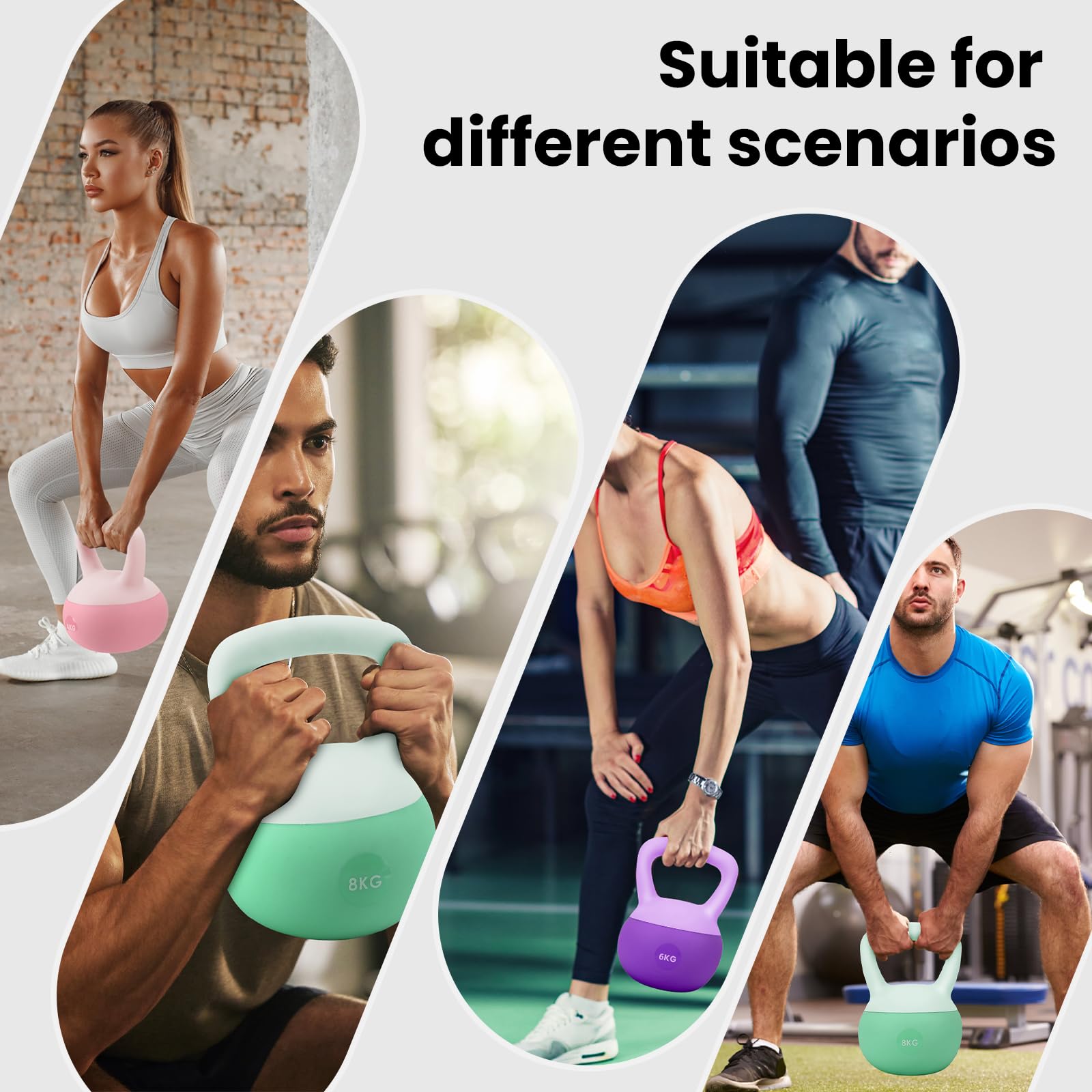 Kettlebell Morbido in Gomma – 4/6/8 kg, Peso da Allenamento Sicuro per Casa e Palestra, Maniglia Antiscivolo, Ideale per Fitness, Forza e Tonificazione