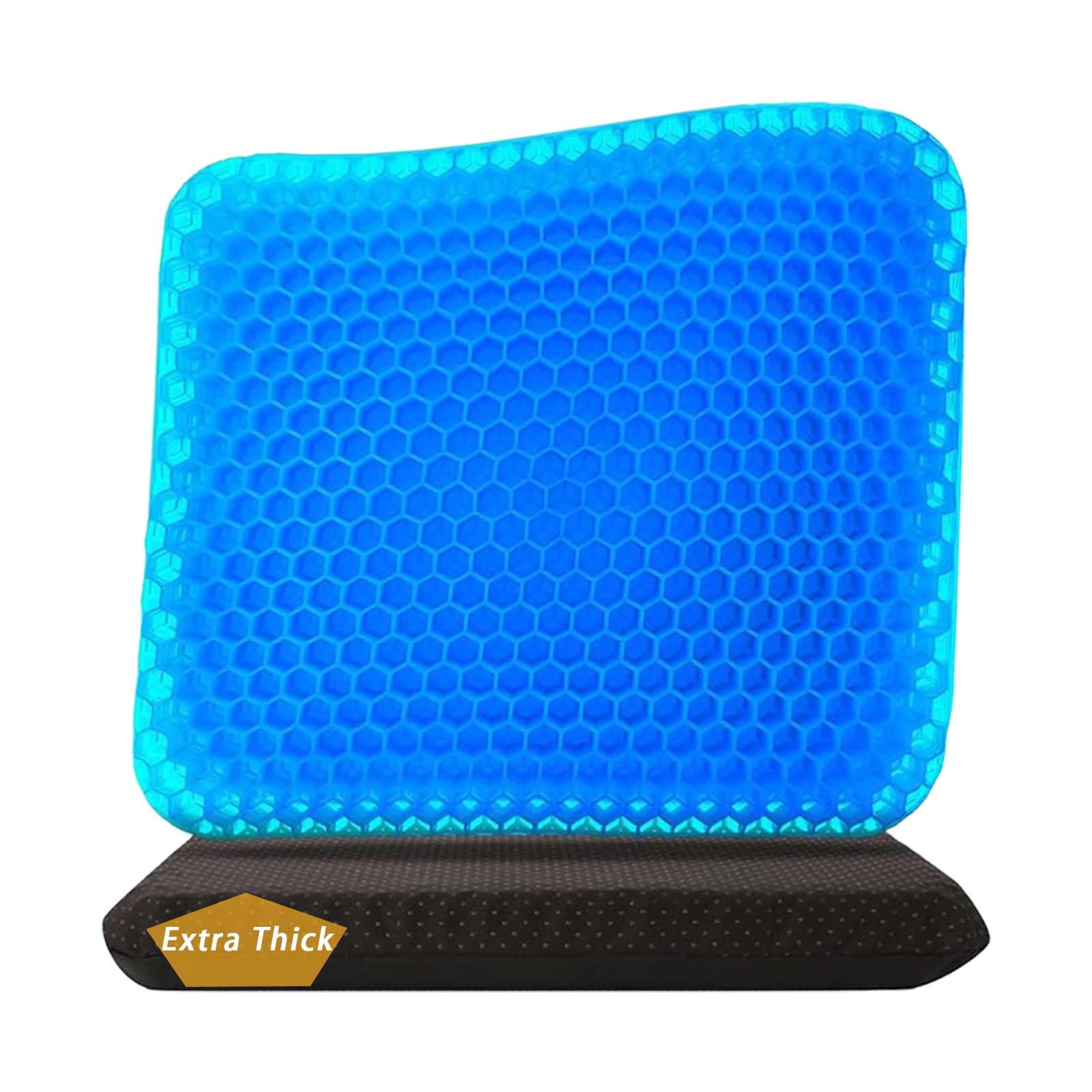 Rewoalzx Cojín de asiento de gel refrescante mejorado 2025, 50 x 50 x 5 cm, cojín extra grueso de panal azul para aliviar el dolor de espalda, transpirable y lavable a máquina, oficina, coche, silla