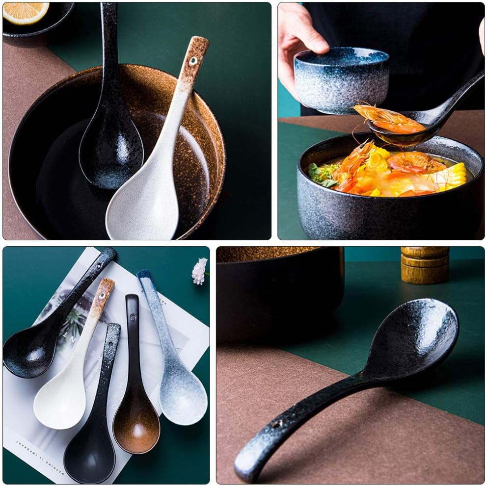 Cabilock Sugar Serving Spoons 2 Pcs Chinese Rice Spoon Ceramic Soup Spoon Japanese Style Spoon Porcelain Ladle Spoon for Kitchen Restaurant Serving Spoons Serving Spoons Serving Spoons : Home & Kitchen