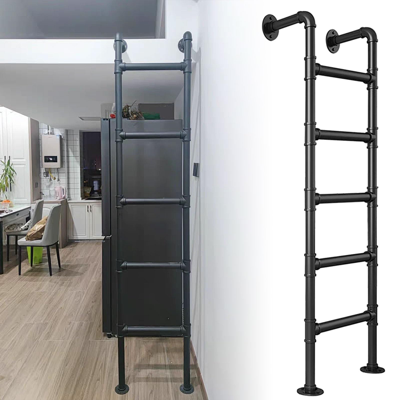 Échelle de lit mezzanine murale en métal au design épuré pour optimiser votre intérieur moderne