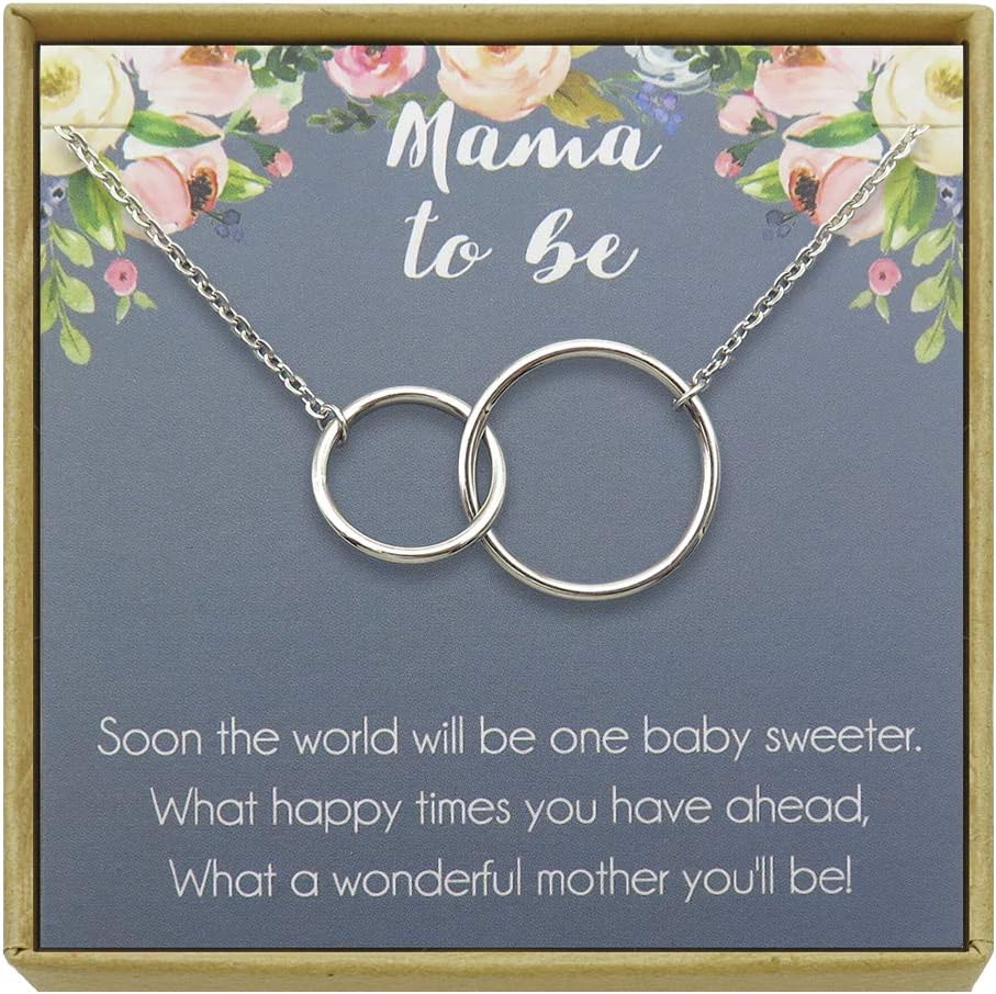 IDLAN Mom to Be Pregnancy Gift Necklace - Expectant Mother Infinity Circles Necklace