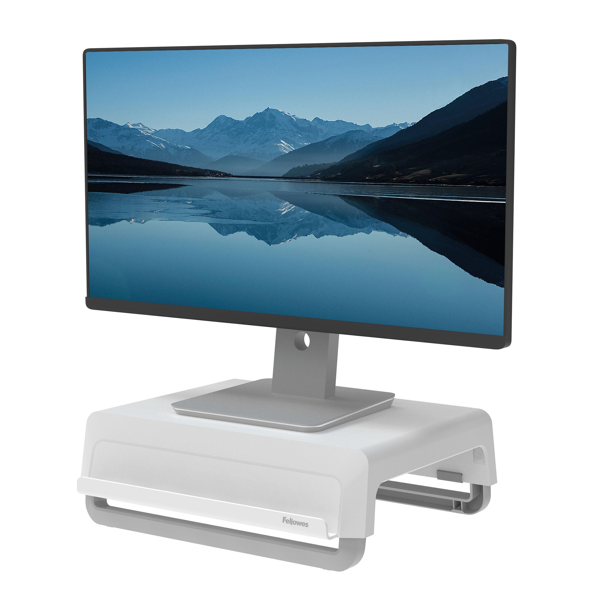 Fellowes Breyta™ - Soporte para monitor, 100% reciclable, para el hogar y la oficina. Elevador para monitor con 3 ajustes de altura, ergonómico y portátil, Blanco