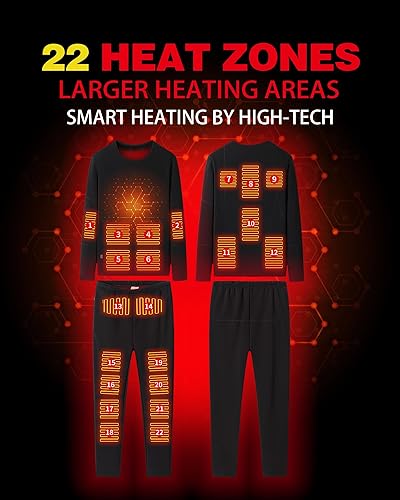 Miniatura 2 de Conjunto de ropa interior térmica eléctrica para mujer, 22 zonas de calefacción, calefacción eléctrica con USB, equipo de caza de invierno