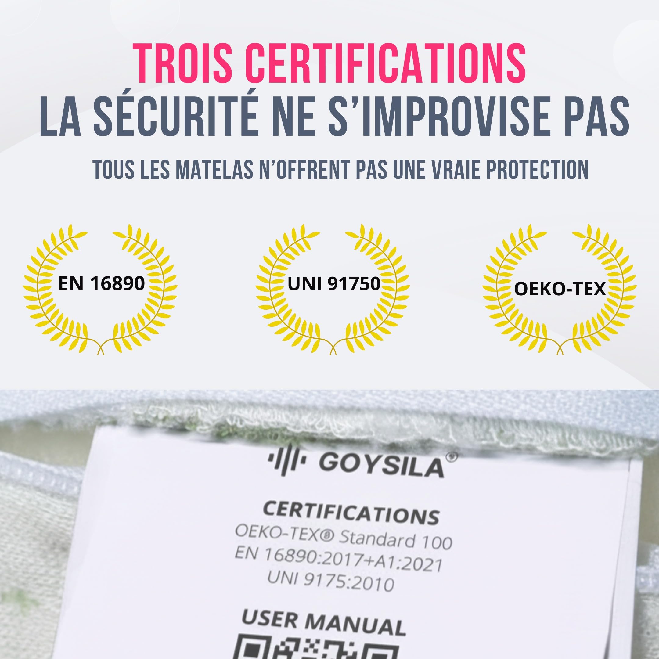 GOYSILA Matelas Cododo Next to Me Certifié Oeko-tex 83x50x7cm Épaisseur Anti-étouffement Respirant Confortable Berceau Compatible Chicco Next2me Air Dream Magic Kinderkraft Calidoo Bebeconfort