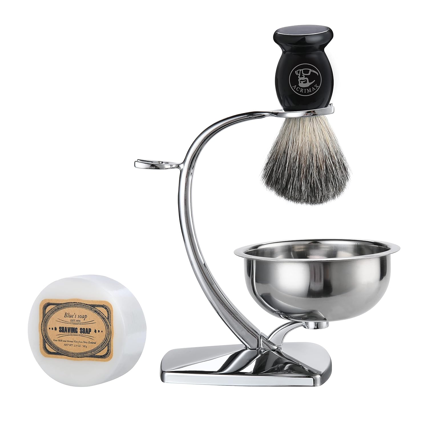 ACRIMAX Luxury Men's Wet Shaving Kit, Synthetic Badger Hair
