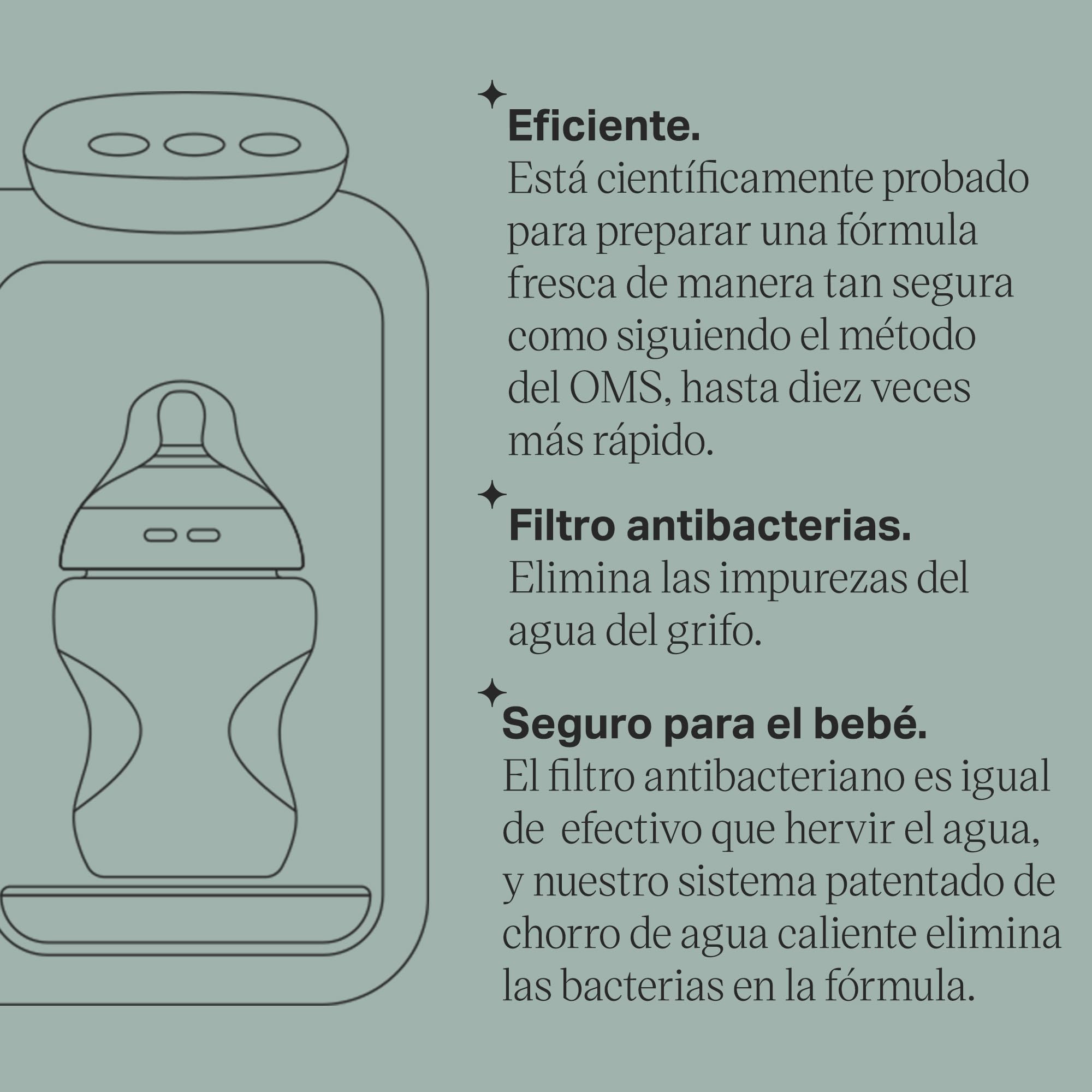 Tommee Tippee Preparador biberones Perfect Prep Day & Night fácil y rápido, filtro antibacterias, pantalla digital y funciones nocturnas, Negro azulado