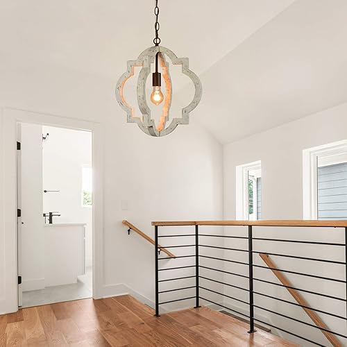 Miniatura 6 de KSANA Candelabros de granja para comedores, lámpara de orbe de madera para isla de cocina, sala de estar, dormitorio, vestíbulo, 16 pulgadas de