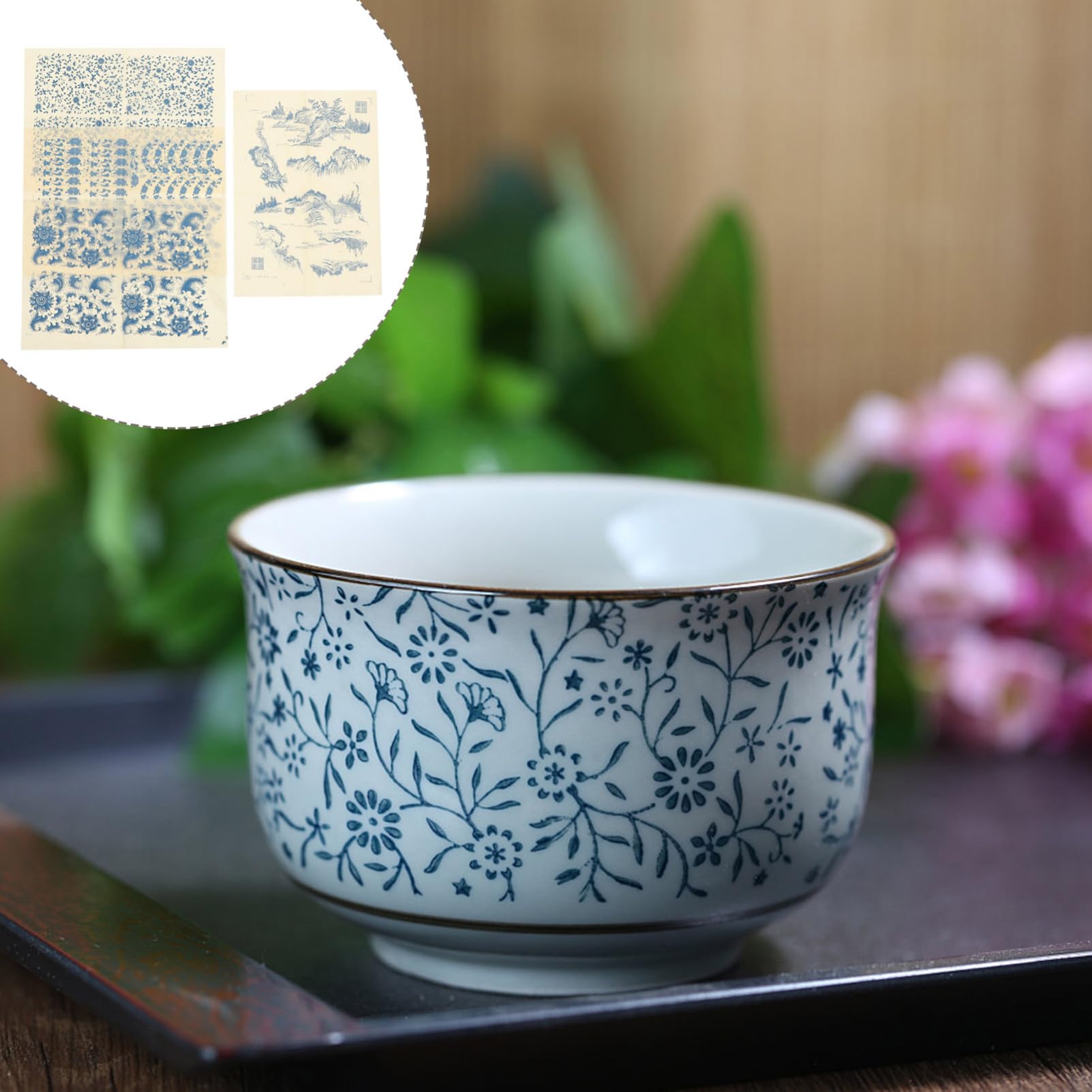 TEHAUX 20feuilles Papier De Transfert Décalcomanies sous-glaçure pour Artisanat Design Chinois Haute Température