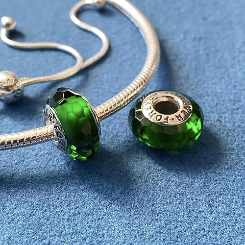 Miniatura 4 de 2 dijes de cristal de Murano para pulseras Pandora, dijes de plata de ley 925 para pulseras, dijes de Navidad verde y rojo, muñeco de nieve de