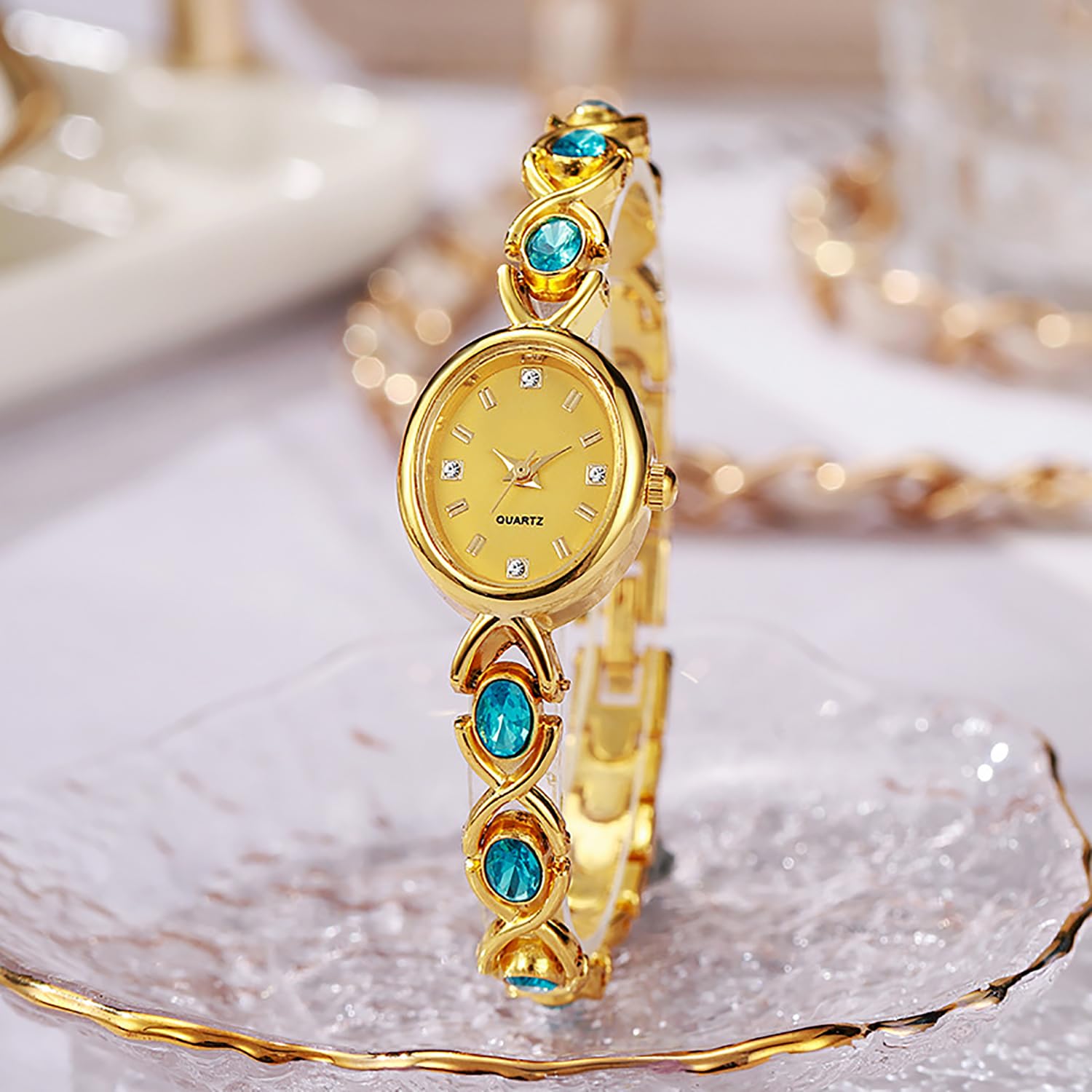 Reloj de cuarzo para mujer, pequeño, vintage, esfera ovalada, resistente al agua, reloj de mesa