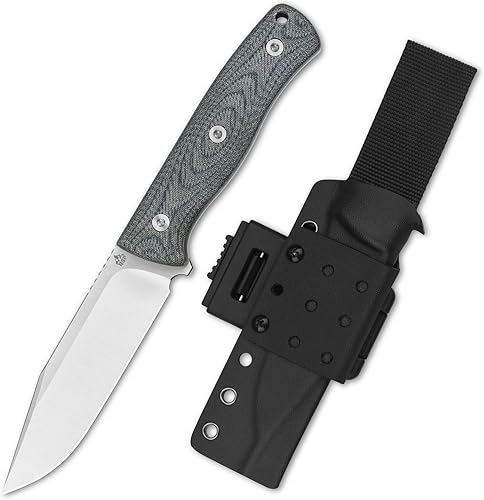 QSP Cuchillo de hoja fija BISON, hoja D2 con acabado satinado, mango de micarra antideslizante, tamaño total de 8.875 pulgadas (micarta de