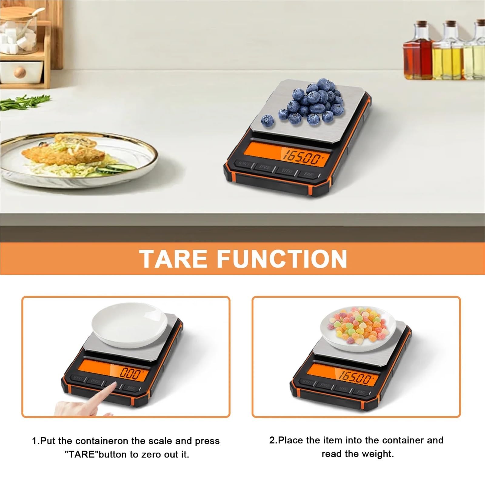 Balanza digital, Báscula de cocina eléctrica con pantalla digital de 500 g/0,01 g for pesar alimentos en la cocina.