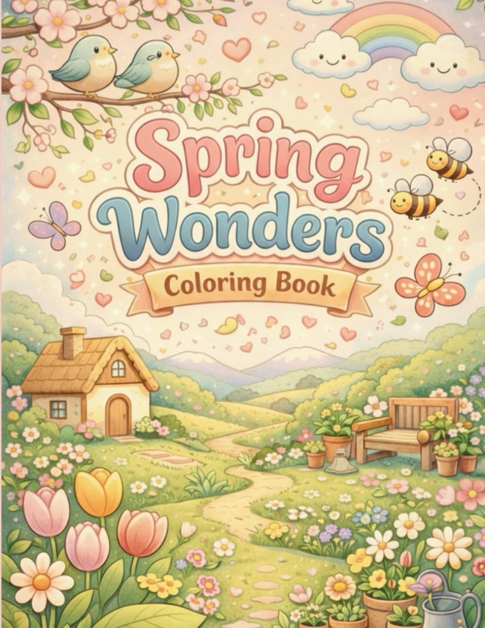 Spring Wonders: Cute & Relaxing Spring Coloring Book for Kids, Teens & Adults (Seasons of Joy: A Year of Coloring)